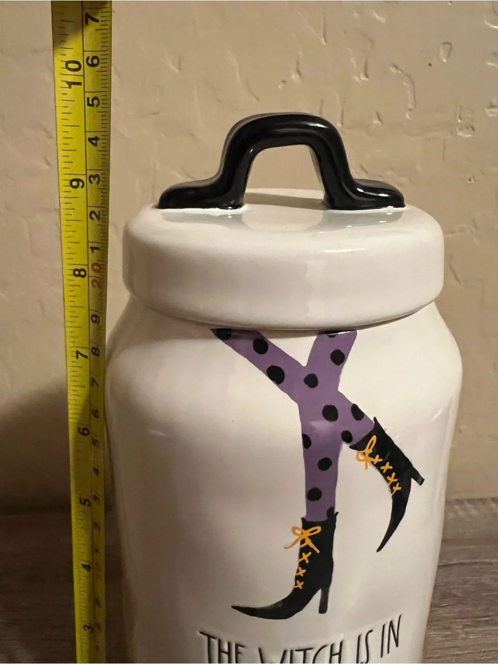 Rae Dunn Halloween Tall Canister Lid The Witch Is In Ceramic Farmhouse NWT